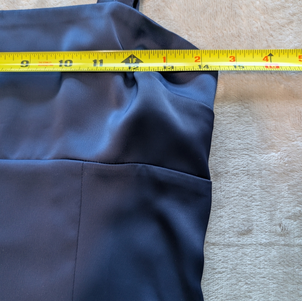 Urban Outfitters UO 90s Style Navy Blue Satin Mini Dress Keyhole Open Back Small - Picture 13 of 15
